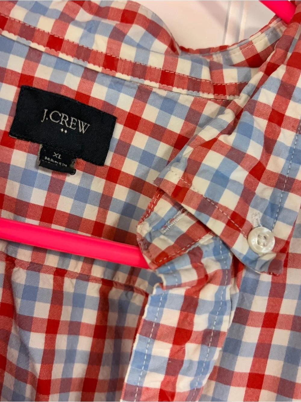 J.Crew Red & Light Blue Plaid Button-Up Shirt XL